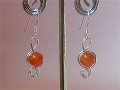 Music themed orange veins Agate earrings