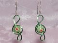 Musician jewellery green lampwork glass earrings