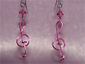 Pink Swarovski crystal music themed earrings