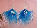 Funky blue feathers music themed earrings