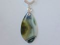 Green leaf Agate handmade music themed necklace