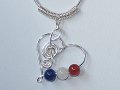 Patriotic themed Red white blue Agate heart music necklace