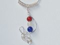 Patriotic themed Red white blue Agate music necklace