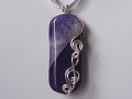 Purple rectangular Agate handmade music themed necklace
