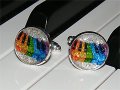 Sparkling colourful piano or keyboard cufflinks